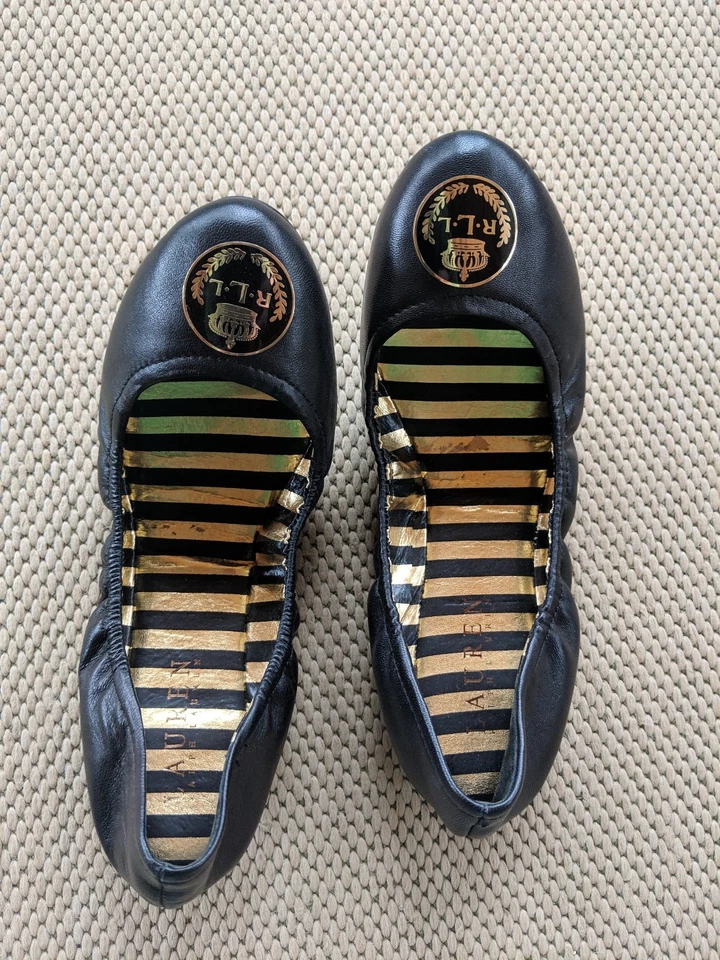 Women's Shoes Ralph Lauren BRITTANY Flats Ballerinas Leather Crown Crest Preppy - Image 4 of 4