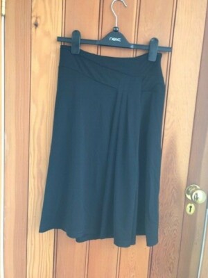 Daxon schwarz Plissee Detail Jersey Stretch Drapiert Rock UK 10 neu ungetragen