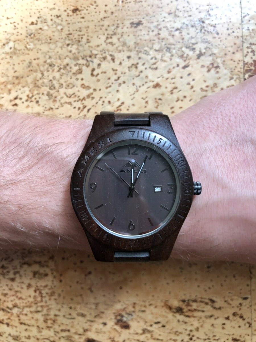 Amexi Natural Wood Holzuhr Watch Braun