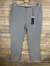 Tommy Hilfiger Size 8 NWT Hampton Chino Stretch Slim Pin Stripe Blue Flat Front