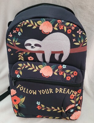Lightweight Backpack Sloth Bookbags Large Sloth “Follow Your