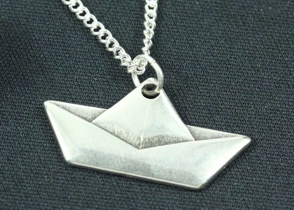 Miniblings Papierschiff Segelschiff Halskette 45cm Segelboot Origami gefaltet - Bild 3 von 4