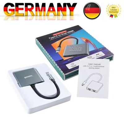 USB C 3.1 Type-C auf 2x HDMI 4K Adapter Splitter 2 in 1 für TV Laptop Monitor