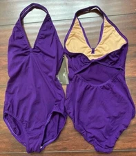 NWT Motionwear Dark Purple Halter Leotard Dance Adult Med & Large Available