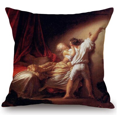 Kissenbezug Canvas-Stoff Gemälde Rokoko Jean-Honoré Fragonard Der Riegel