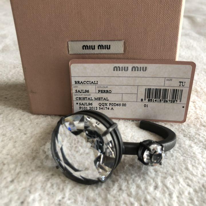 Miu Miu bangle bracelet black round rhinstone top inner diameter