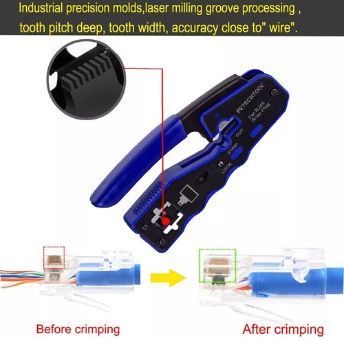 RJ45 Pass Through Crimping Tool for Cat5e Cat5 Cat6 Plugs Connector Network - Picture 12 of 12