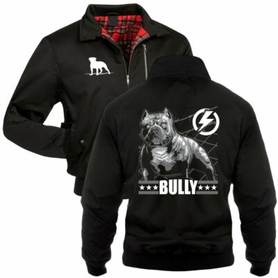 Herren Gefütterte Harrington Jacke BULLY Bulldog bullterrier bulldoggen hunde 