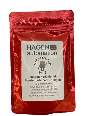 Lubricante disulfuro de tungsteno Hagen Automation micronizado WS2 100 g - 0,6 micras