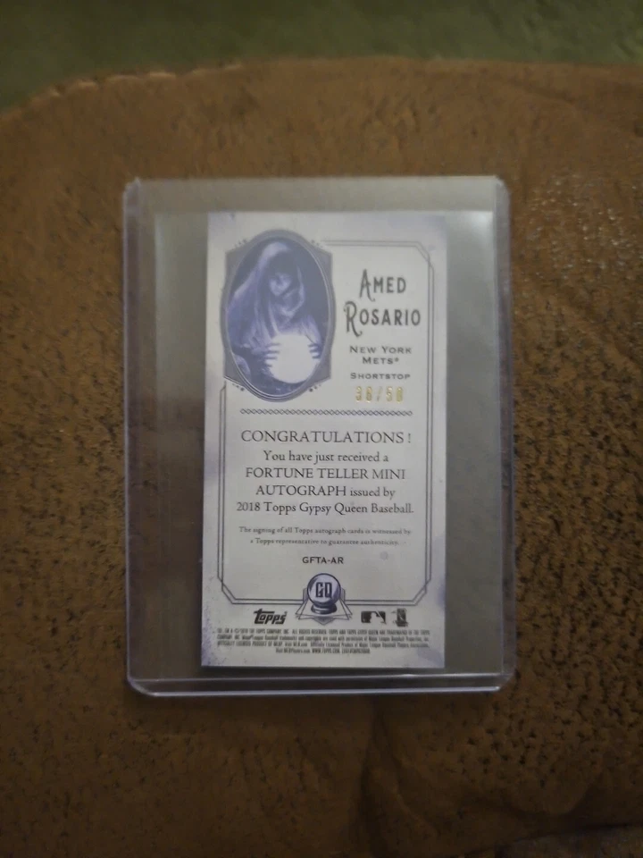 2018 TOPPS GYPSY QUEEN FORTUNE TELLER AMED ROSARIO AUTOGRAPH #/50 METS - Image 2 of 2