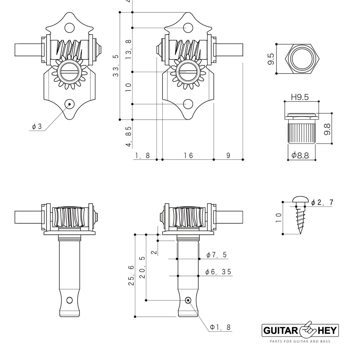 NEW Gotoh SE700-M5 OPEN-GEAR Tuning Small Ivory Buttons 3x3 NEW Gotoh SE700-M5 OPEN-GEAR Tuning Small Ivory Buttons 3x3