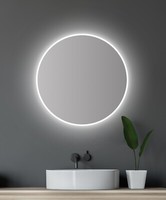 Badspiegel Badezimmerspiegel Spiegel Mit Led Beleuchtung Rund Ø 60 Cm Silber