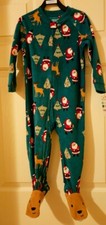 Child of Mine by Carter's Christmas Santa Green Fleece Pajamas Deer,Trees 3T NWT