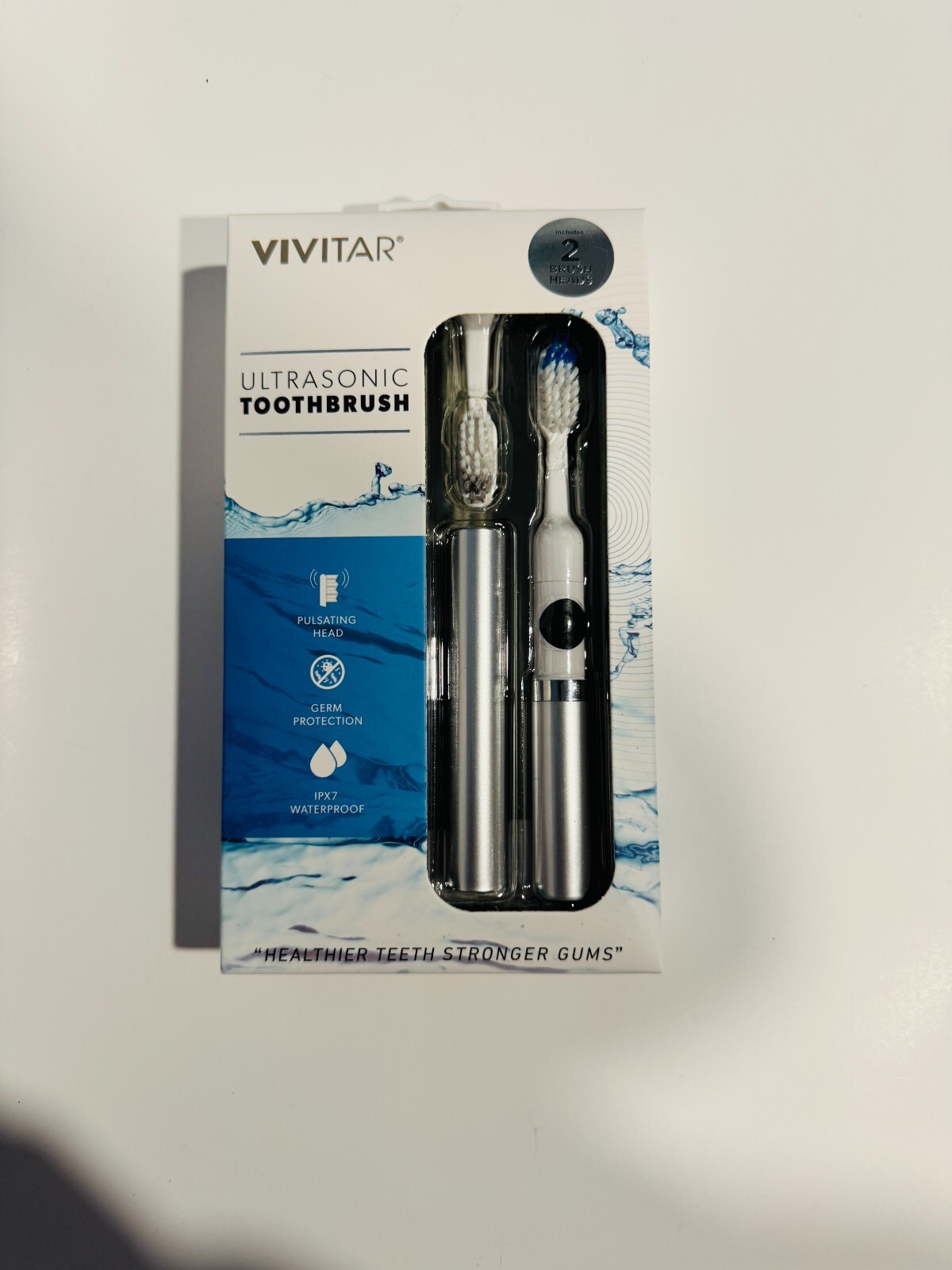 VIVITAR Ultrasonic Tooth Brush IPX7 Waterproof W/ 2 Brush Heads