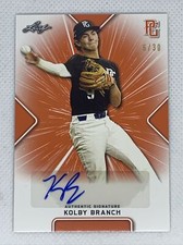 2021 LEAF PERFECT GAME AUTO KOLBY BRANCH ORANGE PAPER 6/30