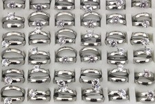 35sets Bulk Lots Wedding Engagement 2 in 1 Stainless Steel Fashion Ring AH494