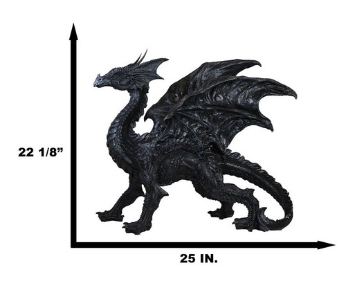 Duży 24"L Nightfury Czarny cień Smok stojący z ustawionymi skrzydłami Posąg - Zdjęcie 2 z 8
