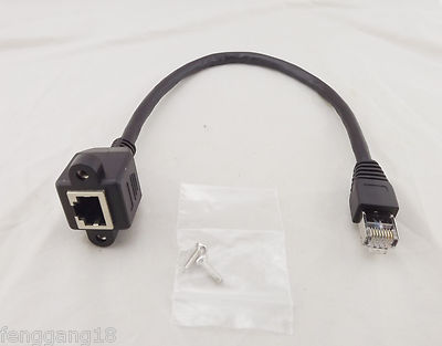 CAT6 8 Pin RJ45 Network Ethernet Patch Male To Female Extension Screws Cable 1FT