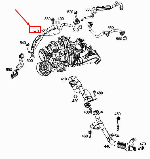 MERCEDES-BENZ GLE W167 Turbine Coolant Line A6542038800
