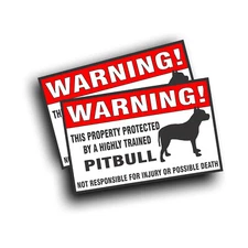 2X Warning Decal Sticker Pitbull Pit Pull Terrier, Pet Dog Gift Window or Fence