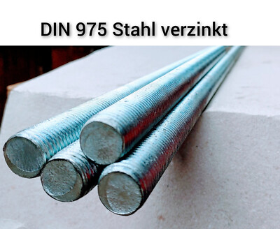 DIN 975 DIN 976  - 4.6 Stahl verzinkt metrisches Feingewinde Länge:1 m M12 - M24