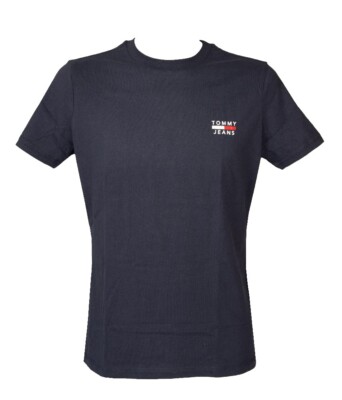 TOMMY JEANS Herren T-Shirt Halbarm Rundhals Logo Print Reine Baumwolle ar