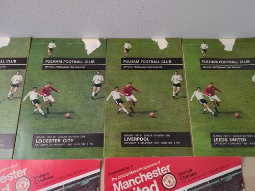Paquete de 6 programas de fútbol vintage 1968 1967 1977 Fulham Manchester United - Imagen 4 de 9