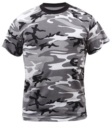 Kids Camo Boys T-shirt City Urban Black 