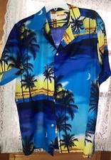 Shoreline Hawaii Vintage Shirt Mens Large Short Sleeve Tropical Aloha Camp Shirt