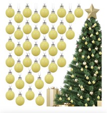 60 Pcs 1.18 inches Yellow Christmas Ball Christmas Tree Ornaments