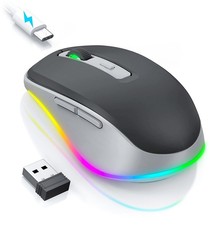 Wireless Mouse Jiggler - LED Wireless Mice with Build-in Mouse Mover, Recharg...