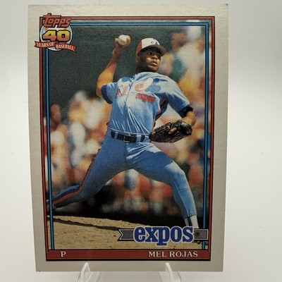 Topps 1991 Mel Rojas Montreal Expos B* Barely Visible Logo Baseball Card #252