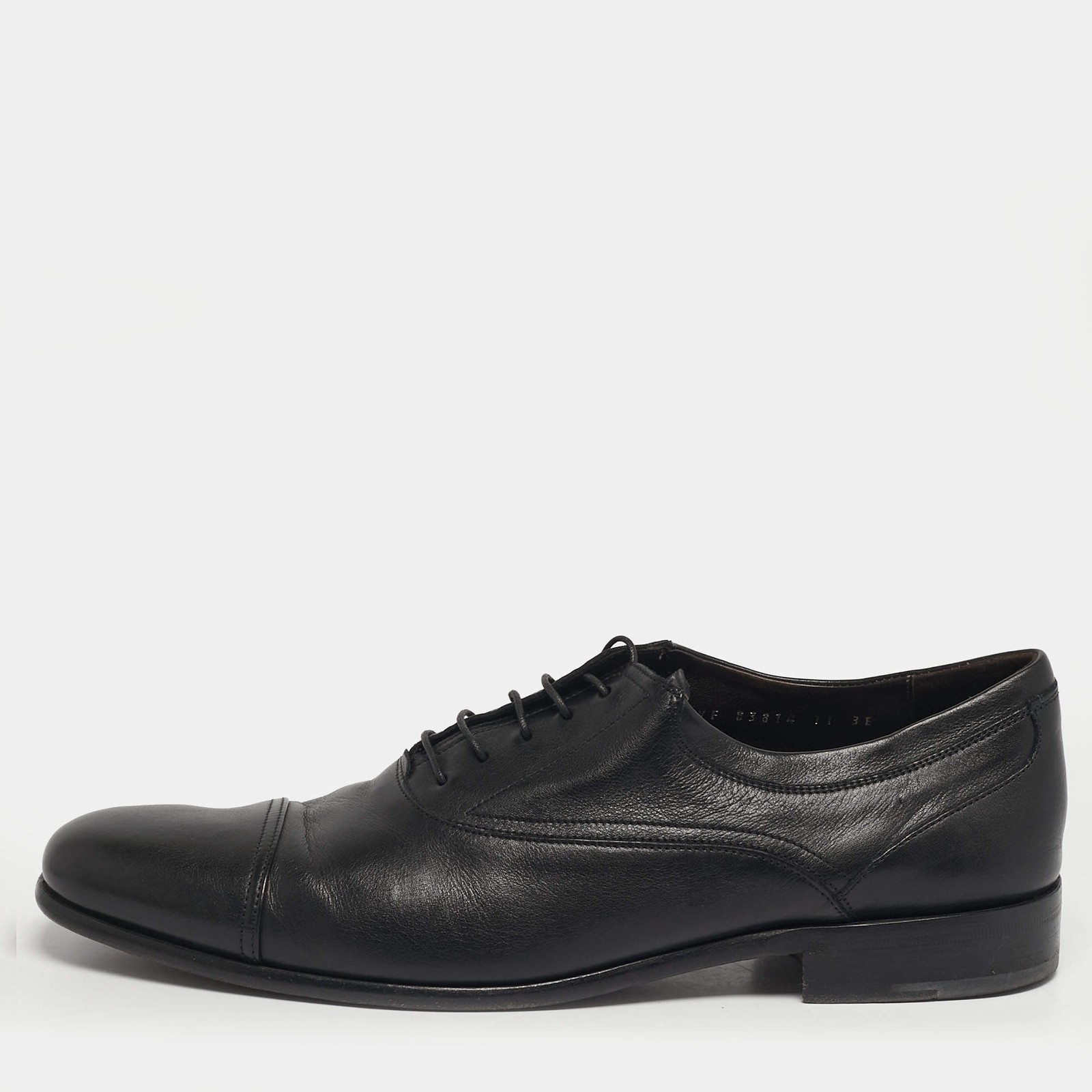 Salvatore Ferragamo Size 45 Black Leather Lace Up Oxford