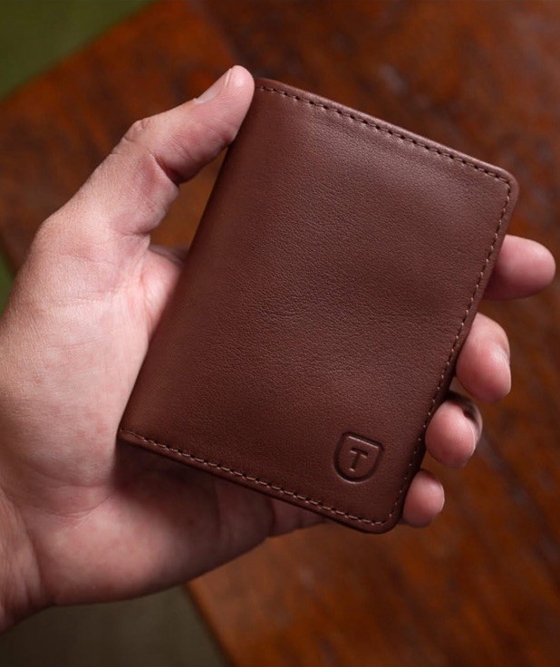 Tecovas Brown Genuine Calfskin Cowhide Bifold Card Case Wallet Leather