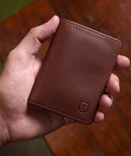 Tecovas Brown Genuine Calfskin Cowhide Bifold Card Case Wallet Leather