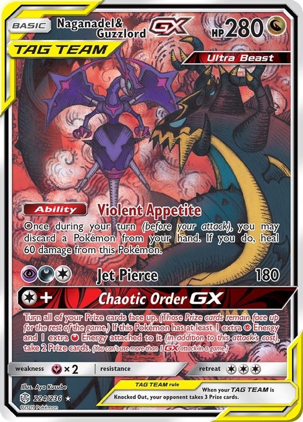 Naganadel & Guzzlord GX - 224/236 - Pokemon Cosmic Eclipse Sun & Moon Card NM