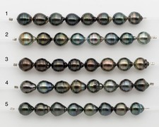 11-12mm Tahitian Pearl Short Strand, Drop with High Luster and Natural Surface