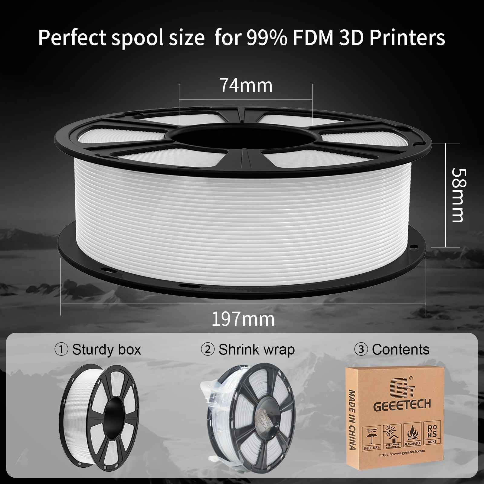 1 kg Geeetech filamento stampante 3D PETG bianco 1,75 mm materiale di consumo 3D DE foto 4