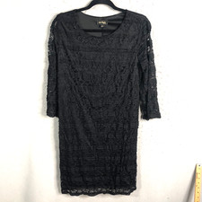 Black Lace Dress Womens Large Sheer Sleeves Whimsigoth Retro Y2K Cocktail