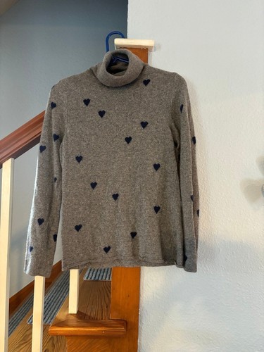 le phare de la baleine sweater wool blend mock turtleneck L gray black heart