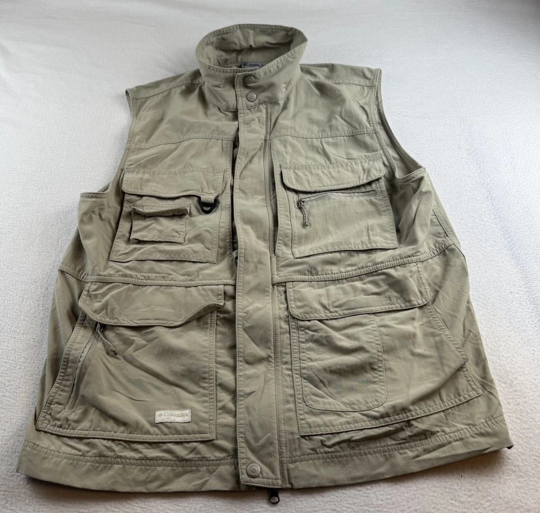 Columbia GRT Fishing Vest Mens Large Beige Sleeveless Full Zip Outdoor Adult
Opens in a new window o
