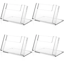 4 Pcs Postcard Acrylic Brochure Holder Organizer 4 x 6 Inch Flyer Display Sta...