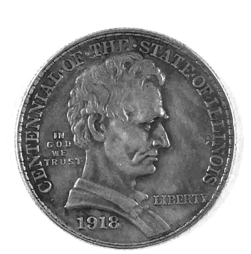 LOT #U 126    1918 LINCOLN / ILLINOIS COMMEMORATIVE HALF DOLLAR  VF/XF