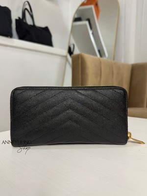 Auth YSL CASSANDRE MATELASSÉ ZIP AROUND WALLET IN GRAIN DE POUDRE