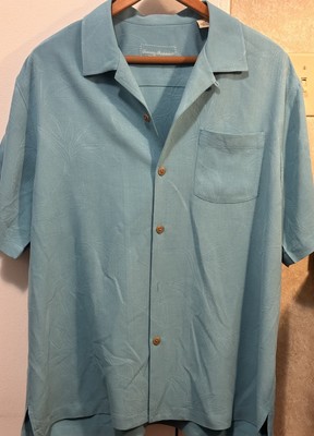Tommy Bahama  Al Fresco Tropics Silk Camp Shirt Turquoise Blue Green Large L
