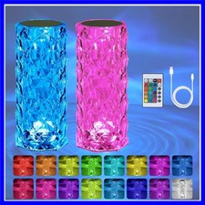 2 Pack Crystal Lamp Touch, RGB 16 Colors Changing Night Light, Rechargeable C...