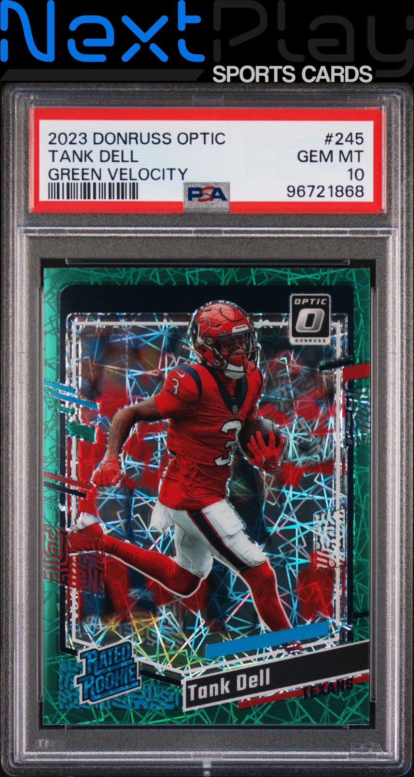 2023 Panini Donruss Optic #245 – Tank Dell Green Velocity | PSA 10