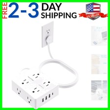 Surge Protector Power Strip 10 ft Cord, Ultra Thin Flat Plug Extension Cord, ...