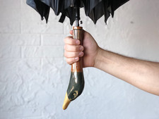 Handmade womens umbrella Wood carved handle
