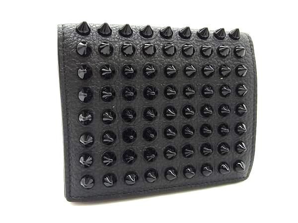 Christian Louboutin Black Leather Spike Studs Bifold Wallet Fd5896